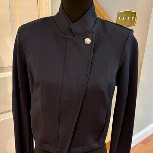 Cabi Admiral Jacket #6259 – Navy Ponte Knit, Cropped -Small-EUC